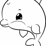 Kawaii Dolphin Coloring Page Easy Drawing Guides