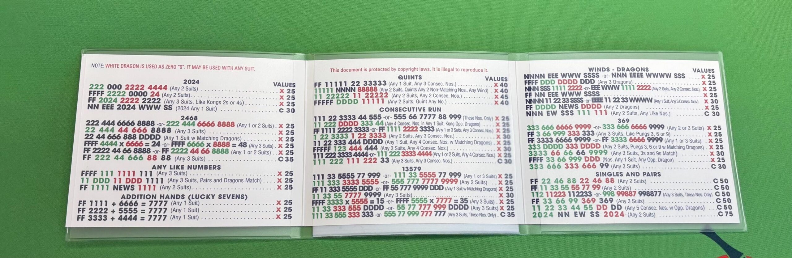 Mah Jongg Card Cover NMJL Standard Size Matte Finish Etsy