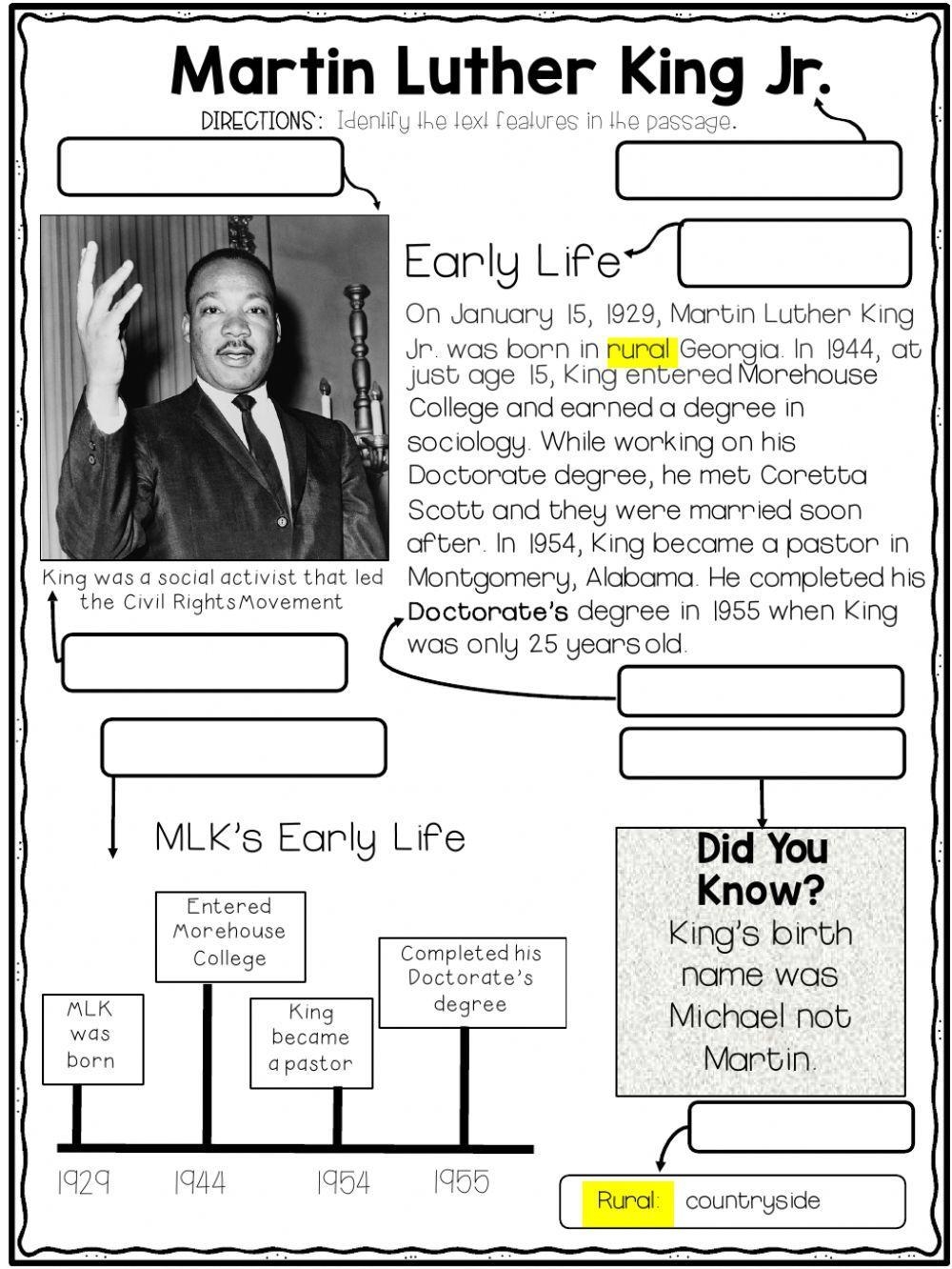 Martin Luther King Jr Text Feature Practice Worksheet Live Worksheets Library Martin Luther King Jr Text Feature Practice Worksheet Live Worksheets Library