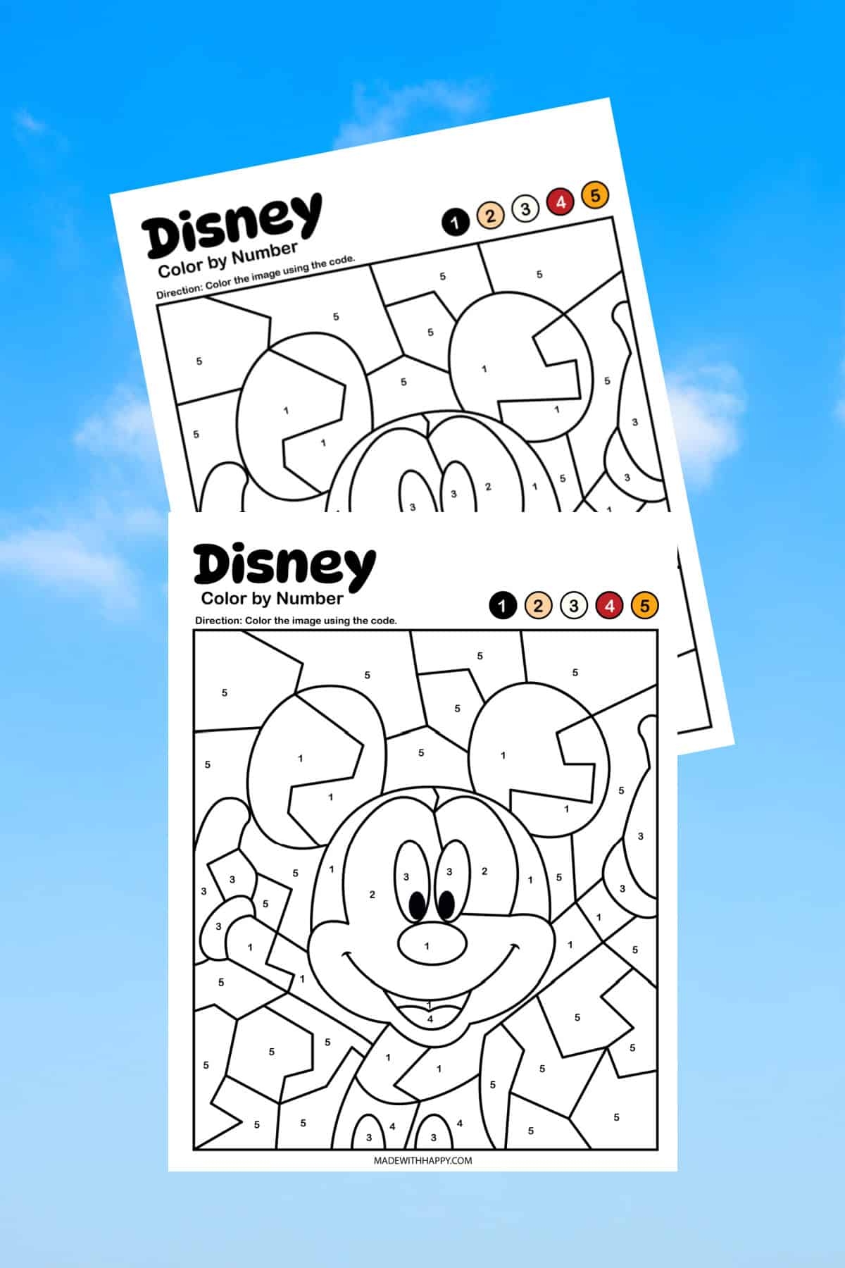 Mickey Mouse Color By Number Made With HAPPY Mickey Mouse Color By Number Made With HAPPY