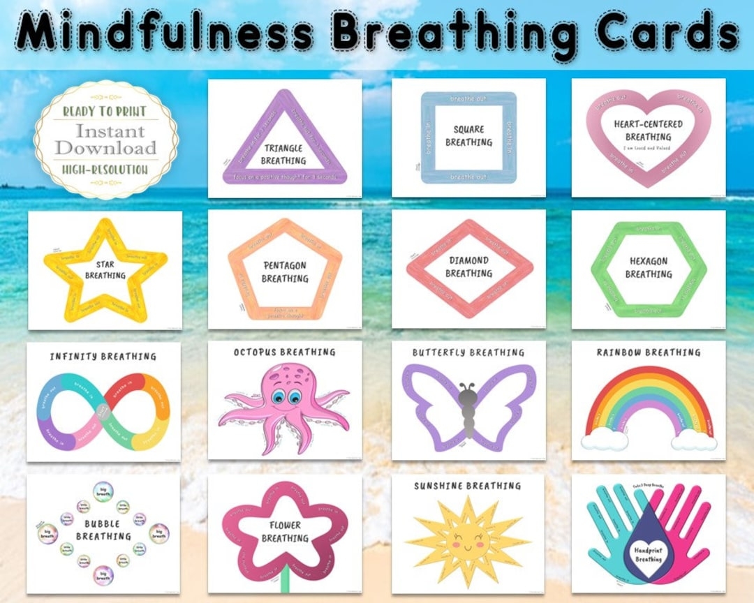 Mindfulness Breathing Exercises Activities Cards For Kids Finger Tracing Calm Down Activity Breathing Techniques Calming Corner Posters Etsy Norway
