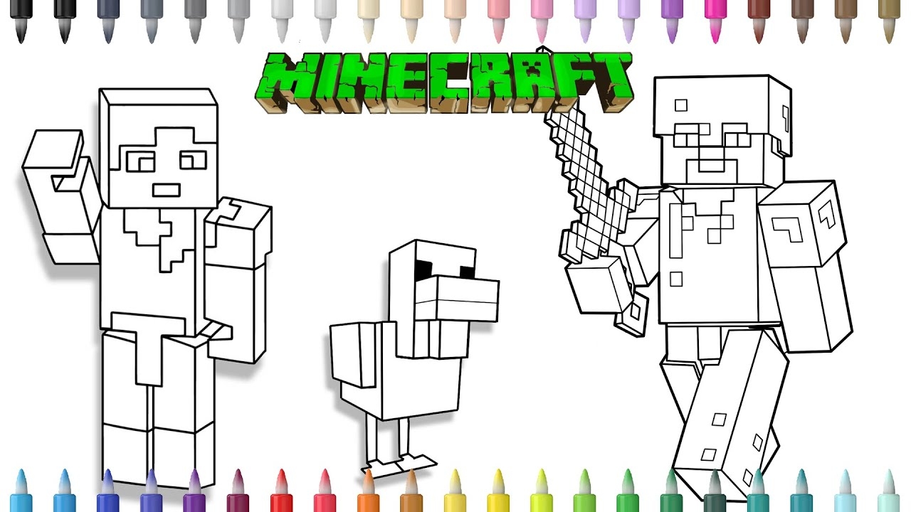 Minecraft Steve And Chicken Coloring Pages How To Color All Characters Minecraft NCS YouTube Minecraft Steve And Chicken Coloring Pages How To Color All Characters Minecraft NCS YouTube
