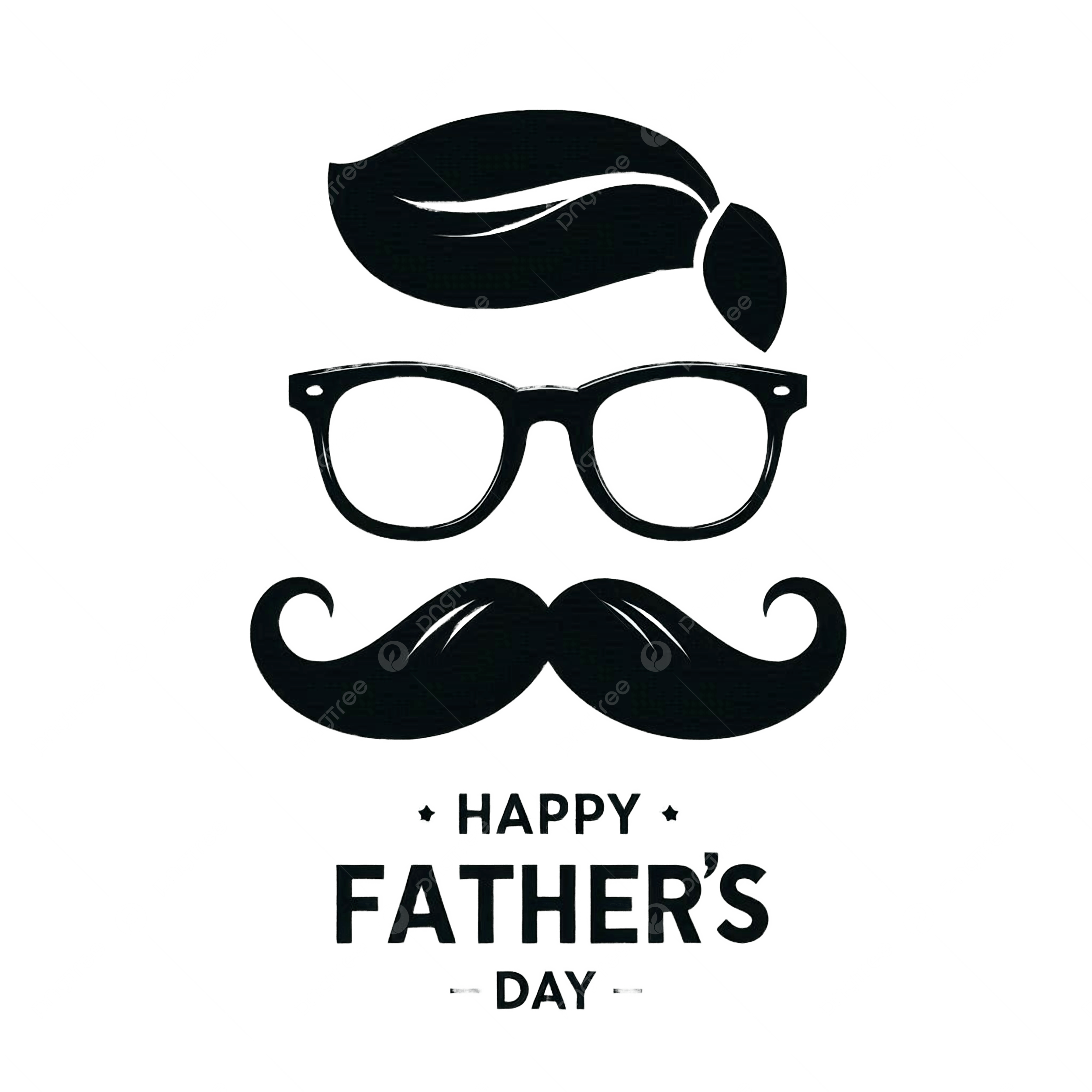 Minimalist Happy Father S Day Design With Mustache Glasses And Hair Silhouette Mustache And Glasses Clipart Fathers Day Icon Dad Vector PNG Transparent Image And Clipart For Free Download