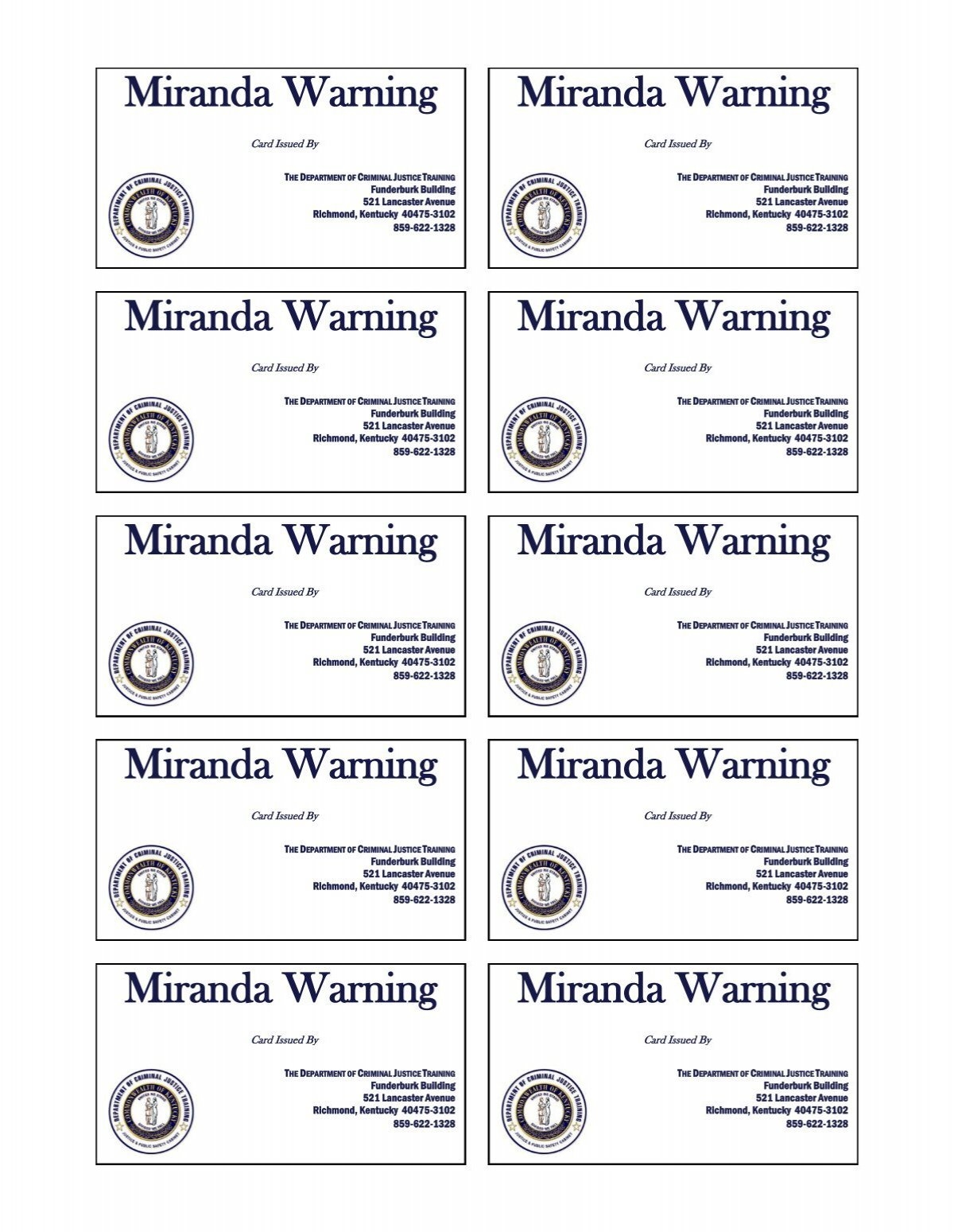 Miranda Warning The Department Of Criminal Justice Training Miranda Warning The Department Of Criminal Justice Training