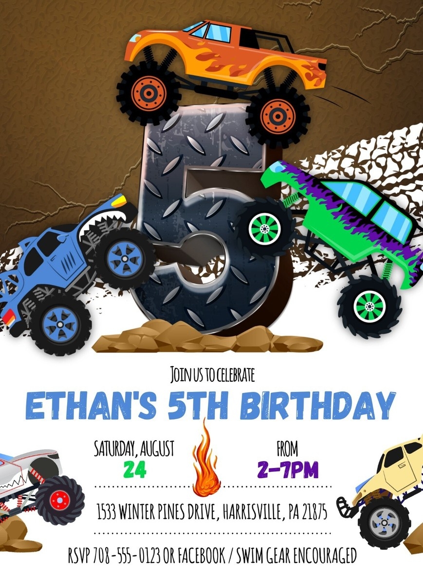 monster truck party invitations monster truck party invitations