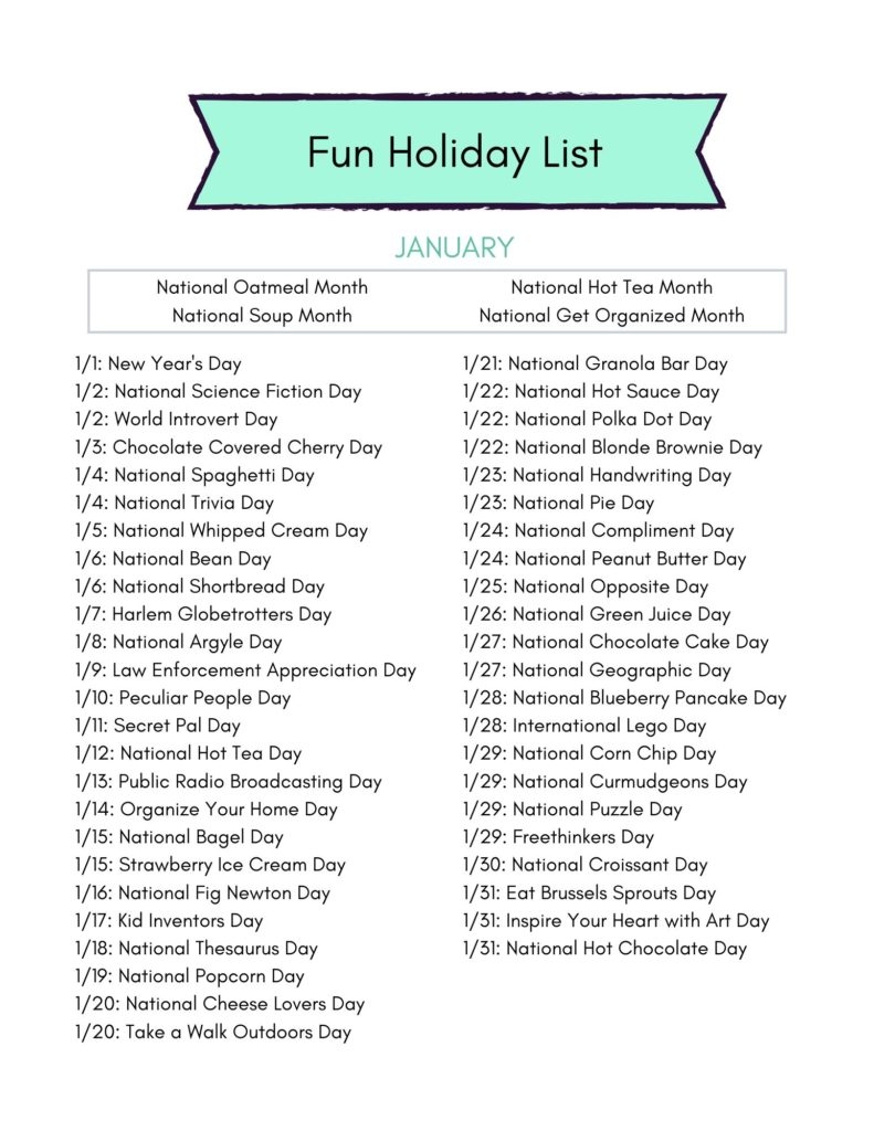 list of the month list of the month