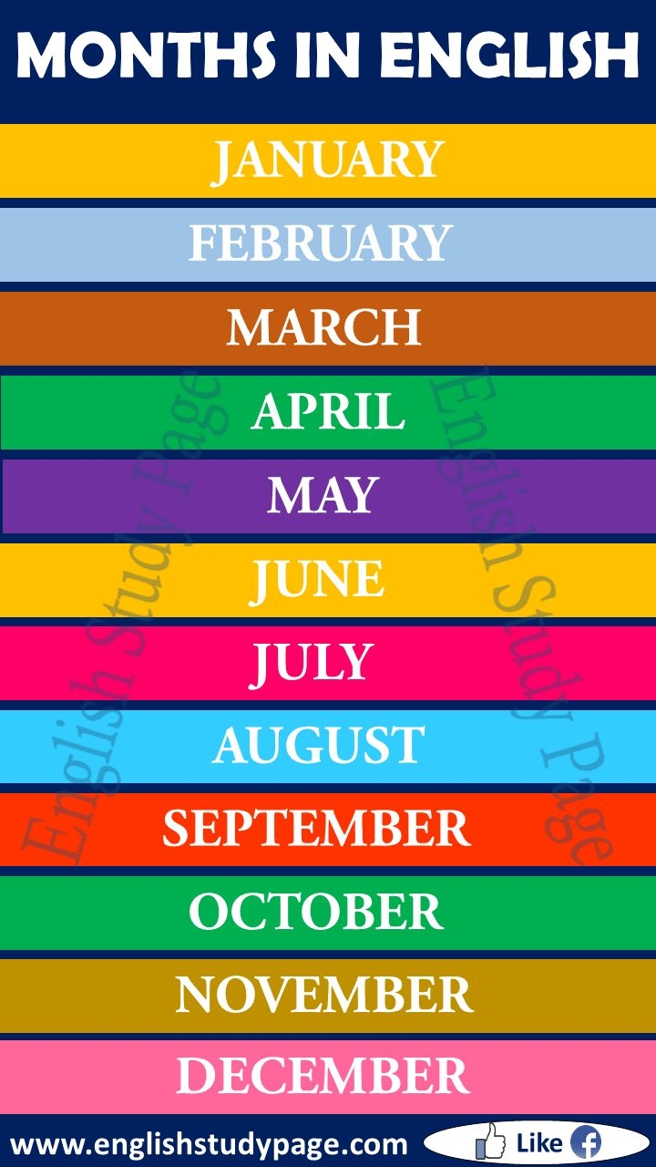 Months Of The Year English Study Page Months Of The Year English Study Page