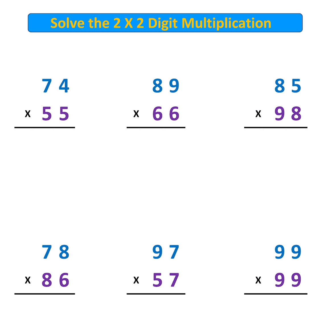 Multiplication Problems 2 X 2 Digit With Regrouping B Mr R s World Of Math Multiplication Problems 2 X 2 Digit With Regrouping B Mr R s World Of Math