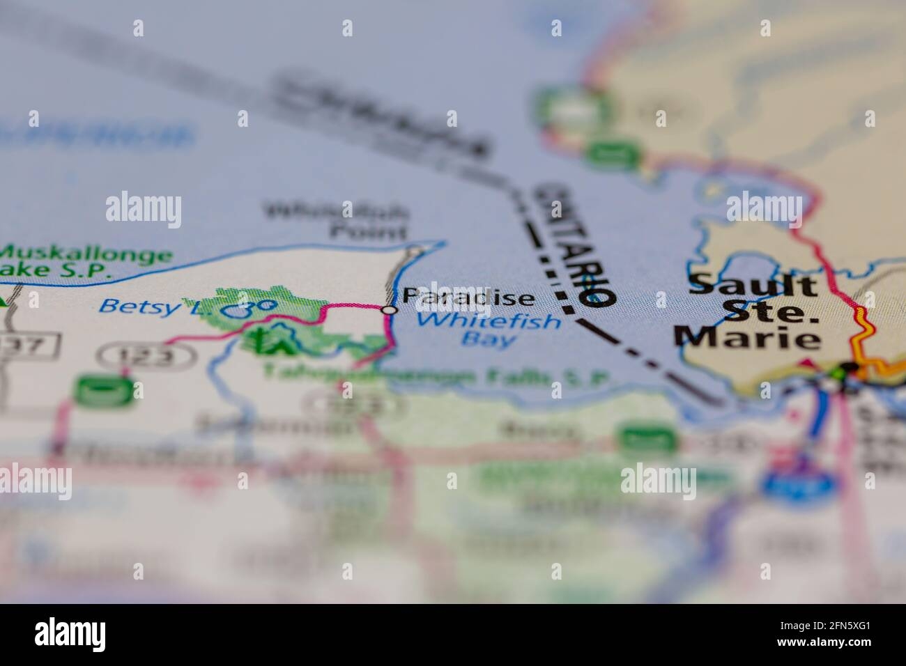 Paradise Michigan USA Shown On A Geography Map Or Road Map Stock Photo Alamy Paradise Michigan USA Shown On A Geography Map Or Road Map Stock Photo Alamy