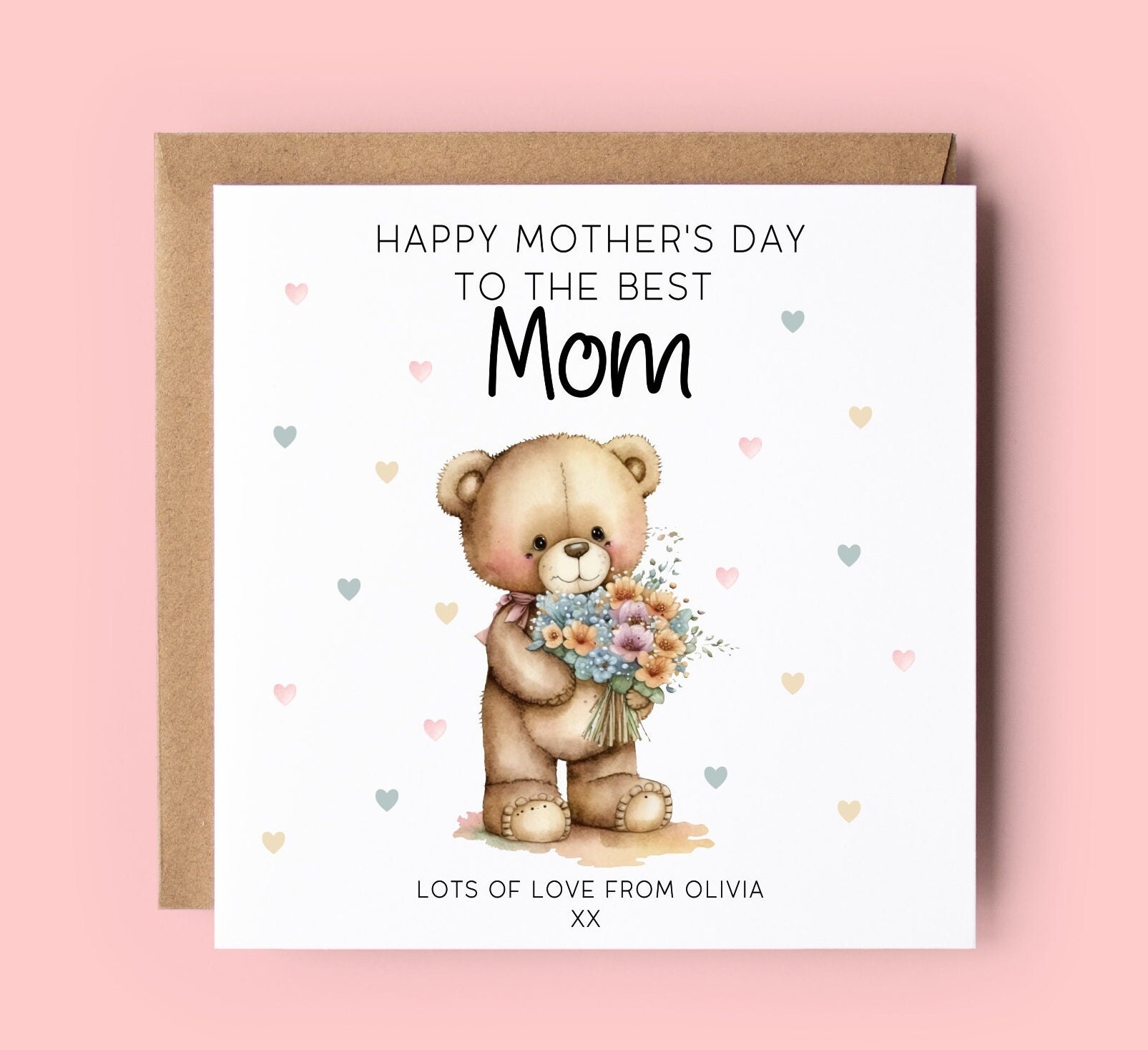 Personalized Mother s Day Card Teddy Bear With Flowers Etsy Personalized Mother s Day Card Teddy Bear With Flowers Etsy