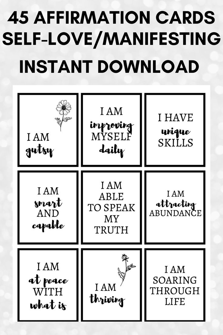 Positive Affirmation Cards Printable Daily Affirmation Cards Self Love Cards Manifestation Cards 