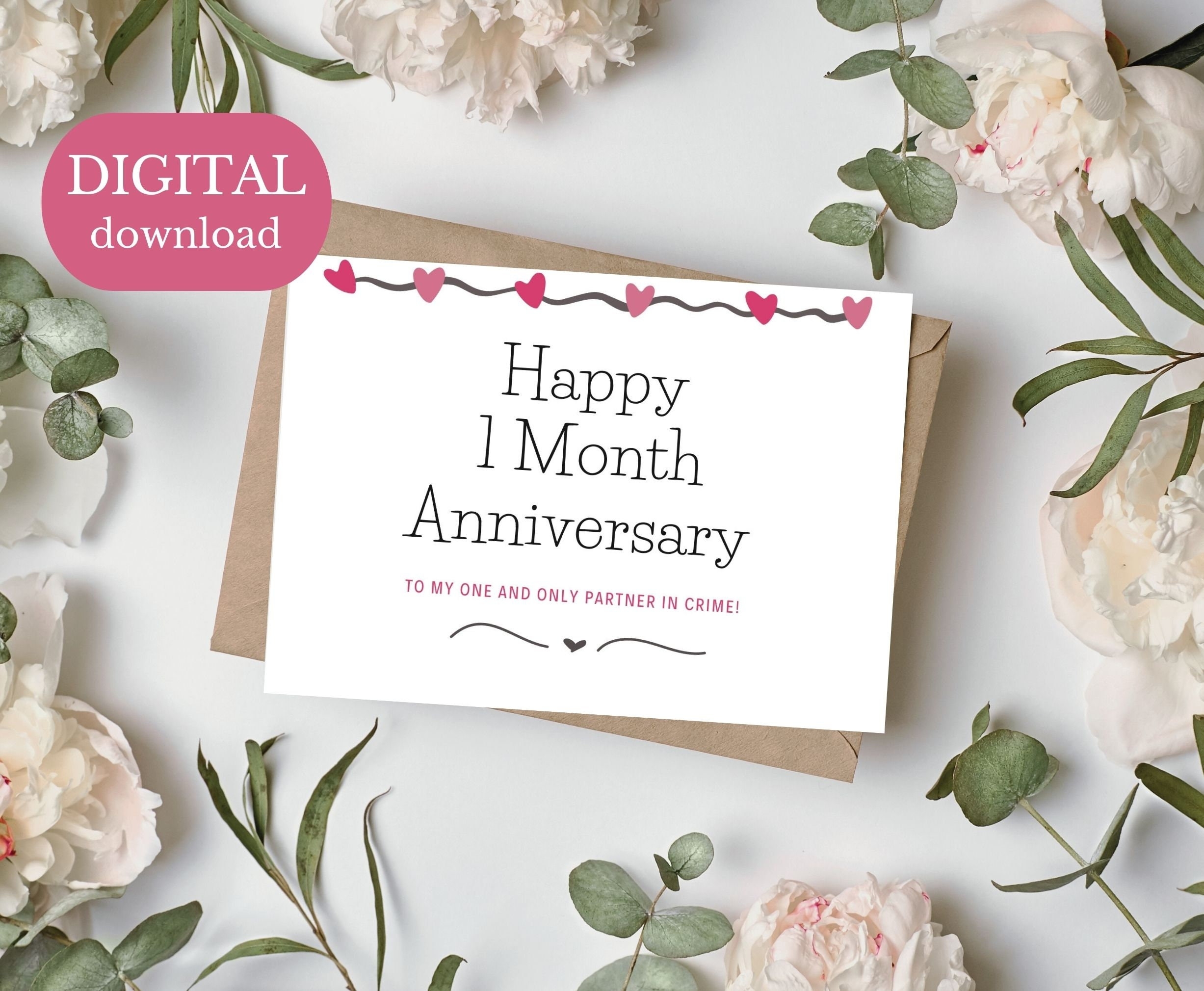 Printable 1 Month Anniversary Card Instant Download 7x5 Inch Card For Monthiversary One Month Anniversary Card To Download Etsy Printable 1 Month Anniversary Card Instant Download 7x5 Inch Card For Monthiversary One Month Anniversary Card To Download Etsy