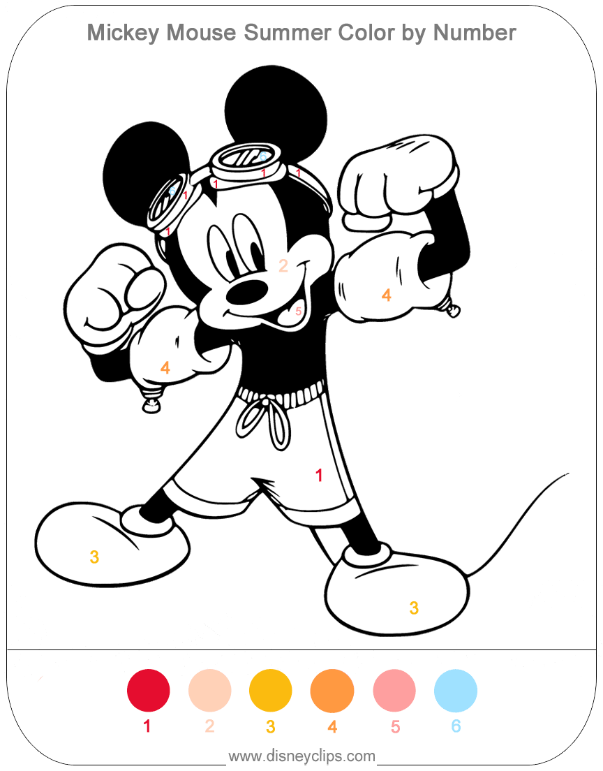 mickey mouse color by number mickey mouse color by number