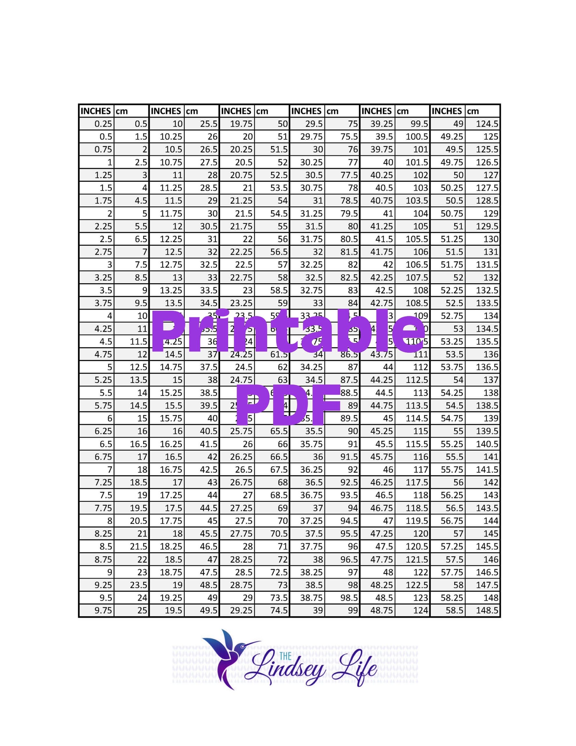 Printable Inches To Centimeter Conversion Chart Pattern By Lindseystephens Gosadi
