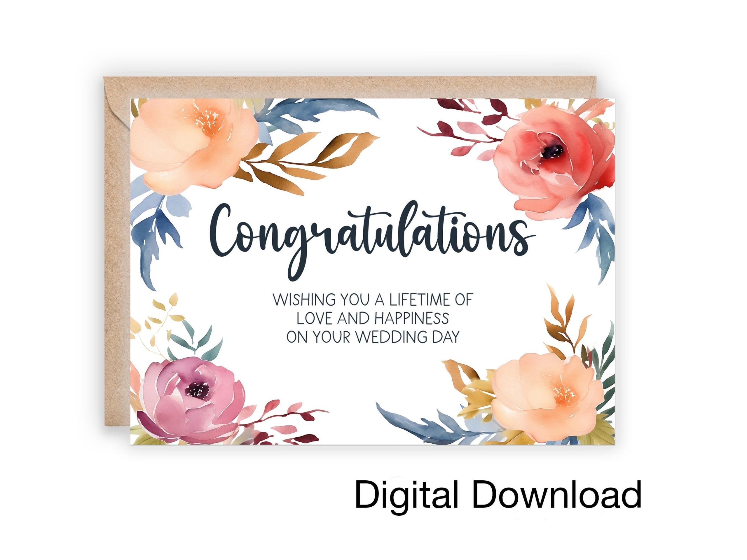 Printable Wedding Newlyweds Congratulations Greeting Card sizes 5x7 A2 Digital Download Etsy Printable Wedding Newlyweds Congratulations Greeting Card sizes 5x7 A2 Digital Download Etsy