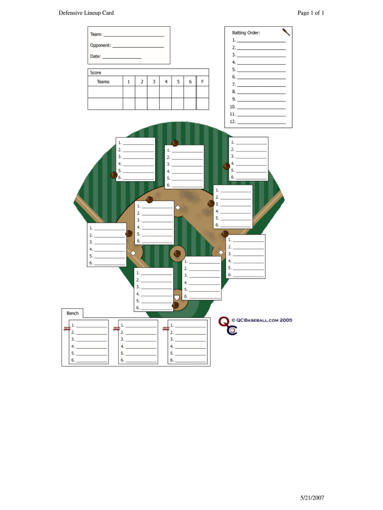 baseball lineup cards printable