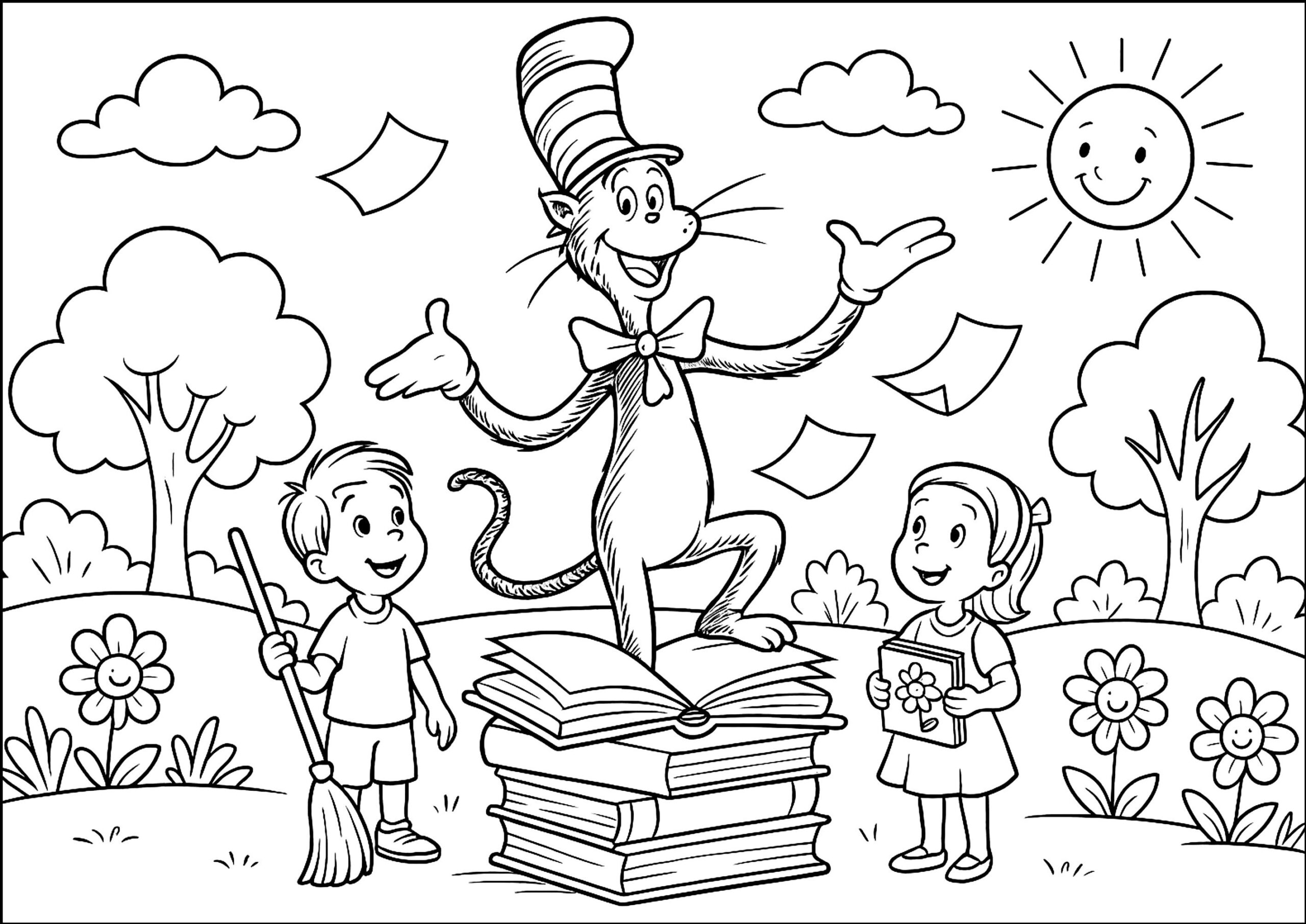 Reading The Cat In The Hat Coloring Pages Reading The Cat In The Hat Coloring Pages