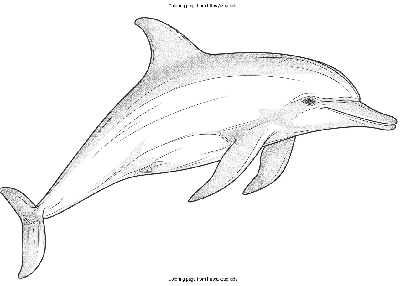 Realistic Dolphin Coloring Page From Zup kids Realistic Dolphin Coloring Page From Zup kids