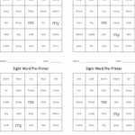 Sight Word Pre Primer Bingo Cards WordMint