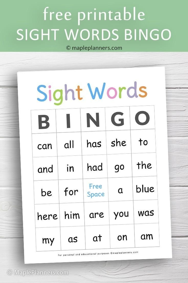Sight Words Bingo Printable For Kids Sight Words Bingo Printable For Kids