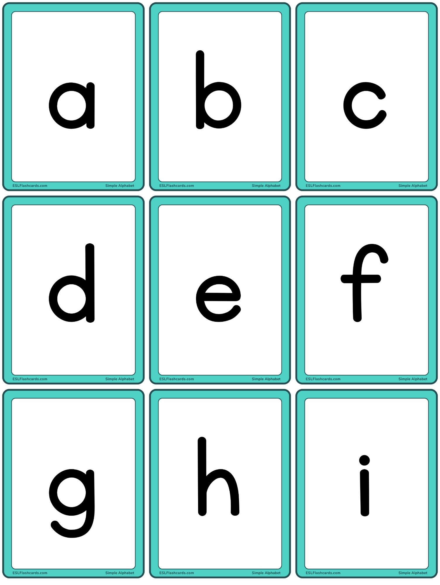 Simple Alphabet ESL Flashcards