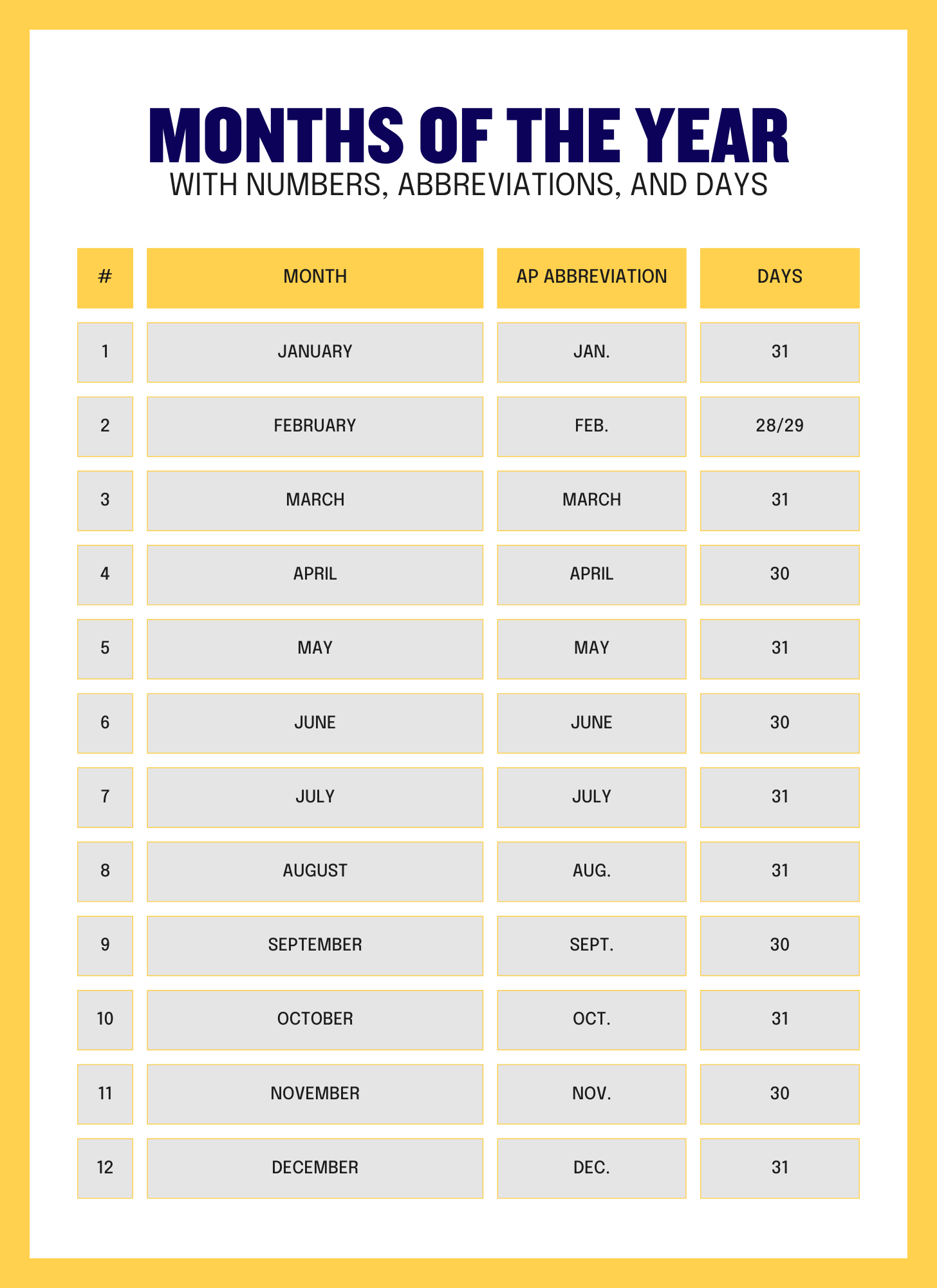 Simple List 12 Months Of The Year In Order Simple List 12 Months Of The Year In Order