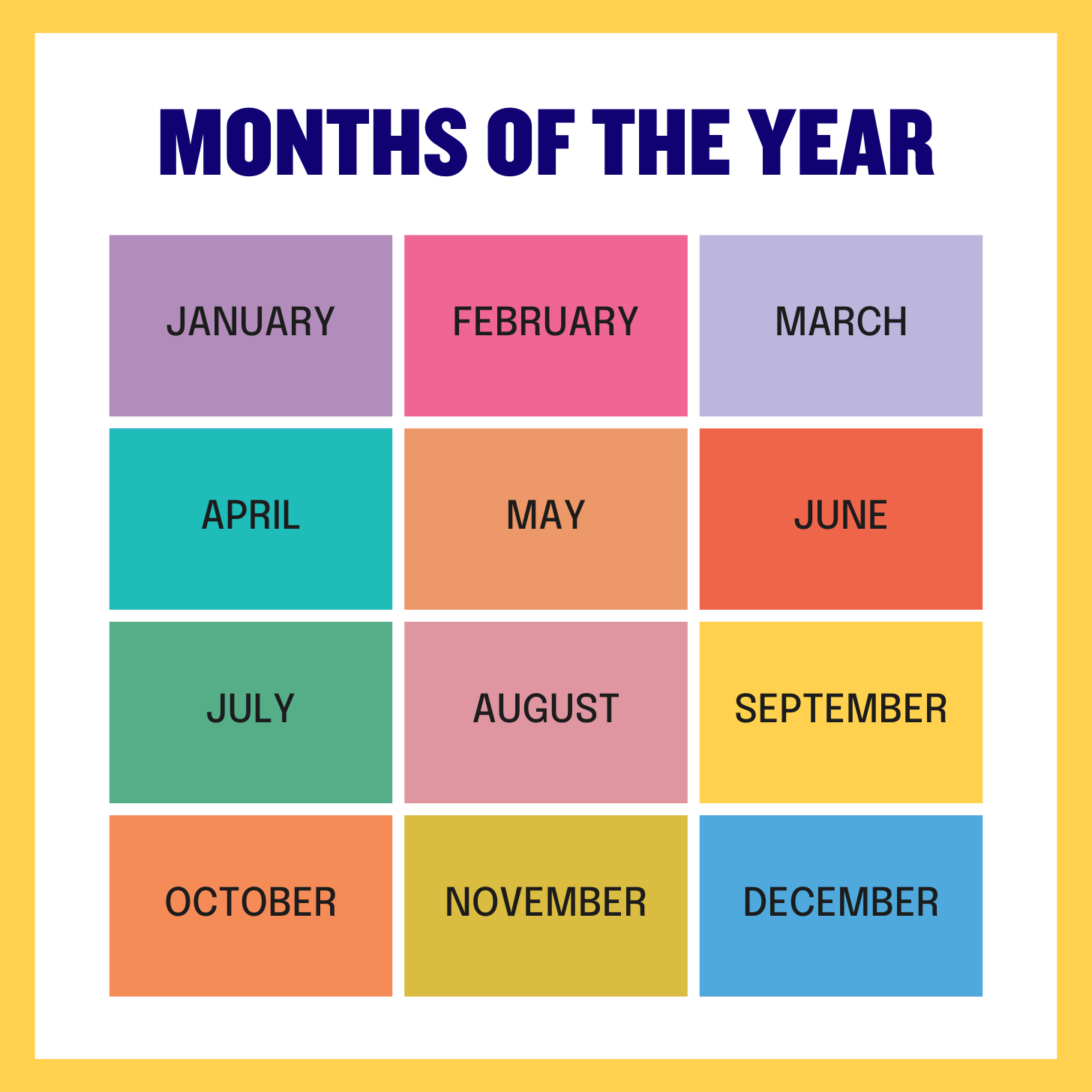 Simple List 12 Months Of The Year In Order