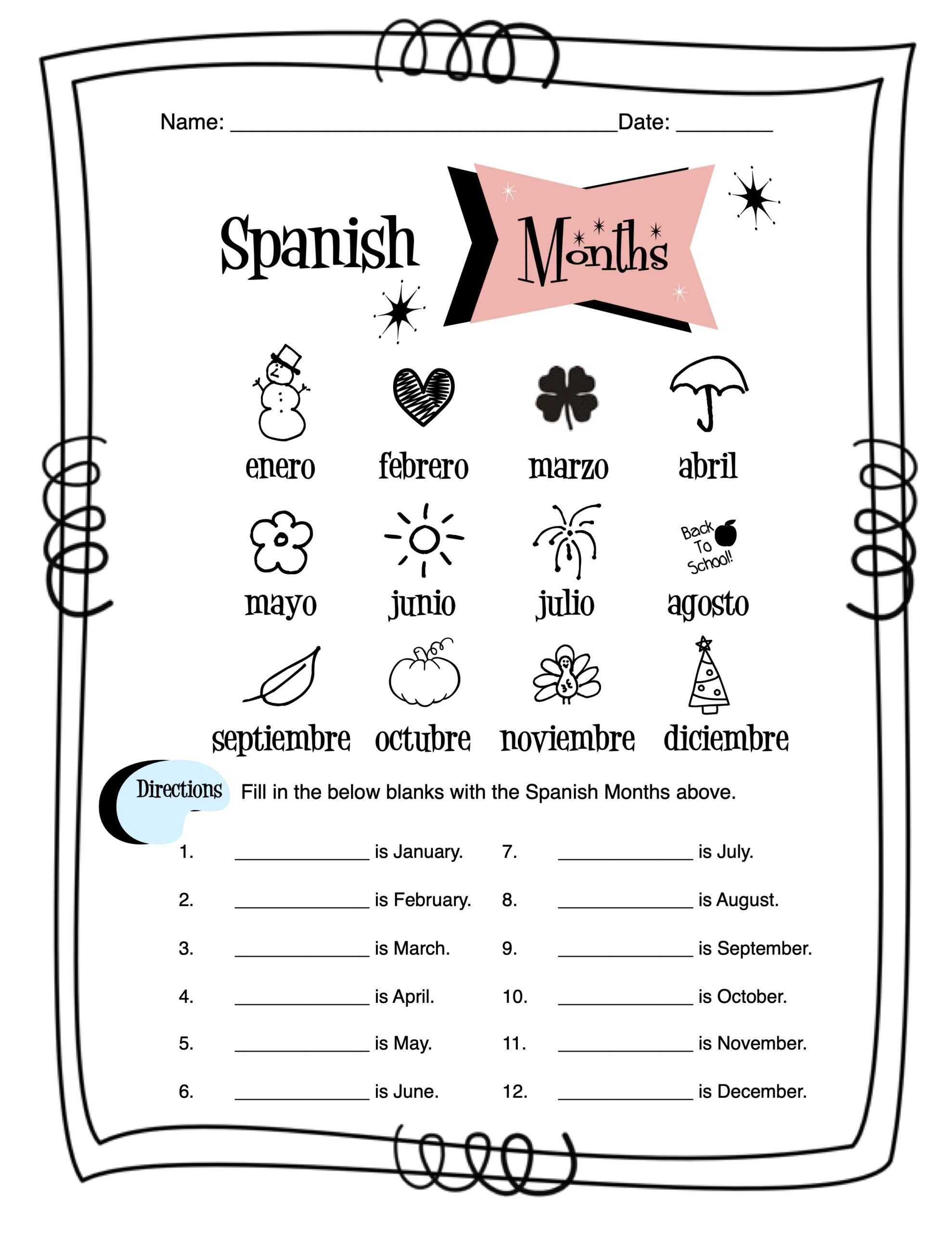 Spanish Months Worksheet Packet Made By Teachers Spanish Months Worksheet Packet Made By Teachers