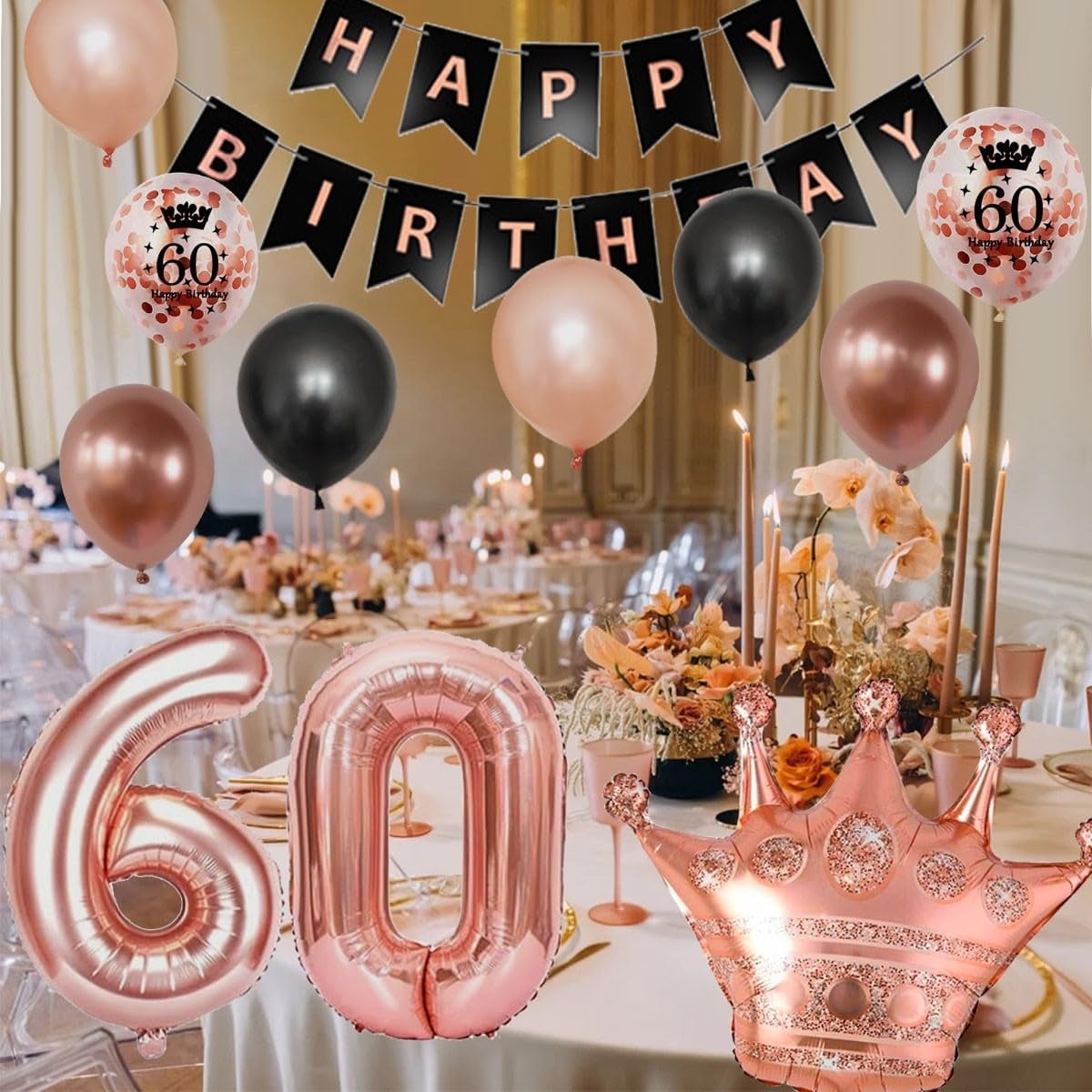Specool Black Rose Gold 60th Birthday Decorations Balloons Banner Party Props For Women Walmart Specool Black Rose Gold 60th Birthday Decorations Balloons Banner Party Props For Women Walmart