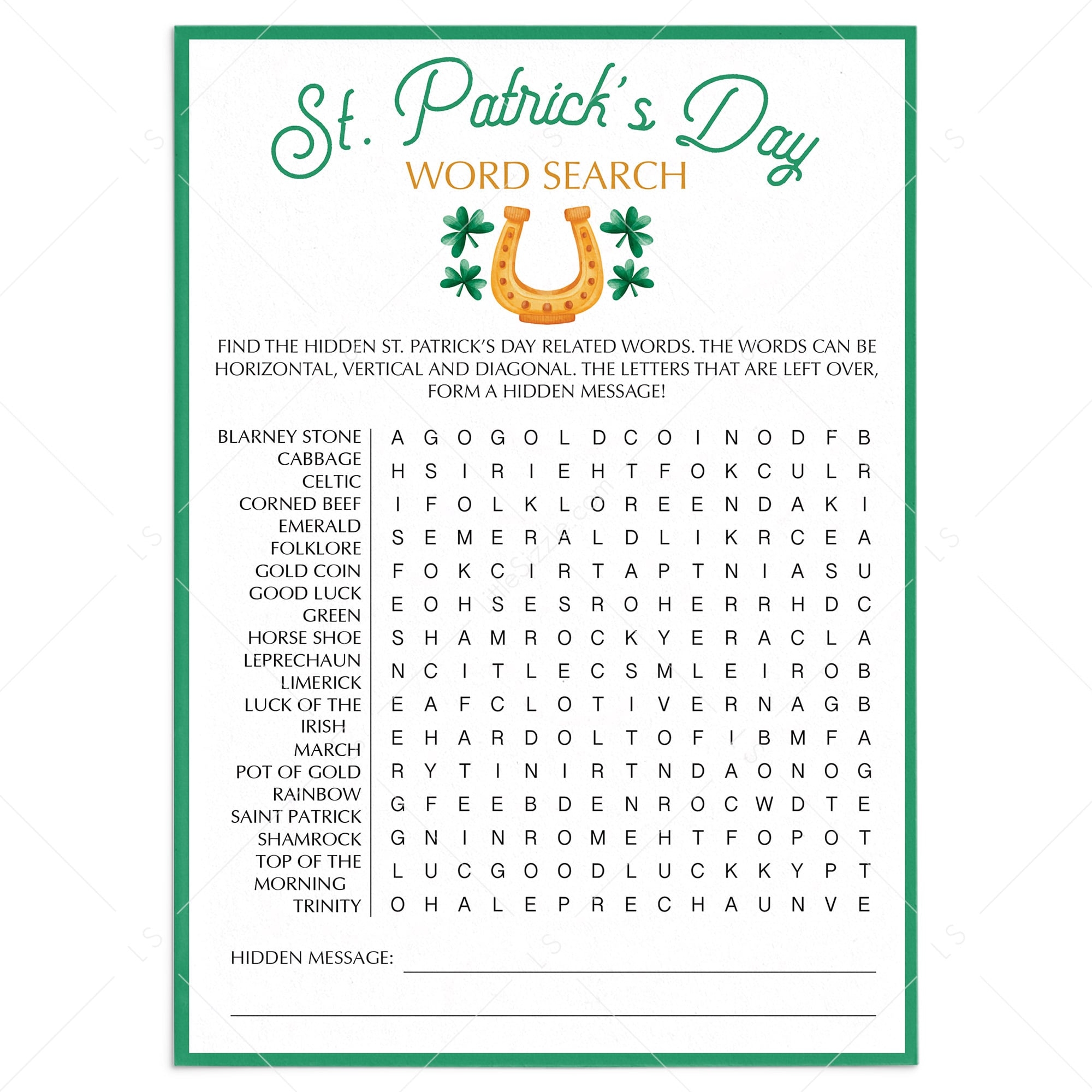 St Patricks Day Word Search Printable Instant Download Worksheets Library St Patricks Day Word Search Printable Instant Download Worksheets Library