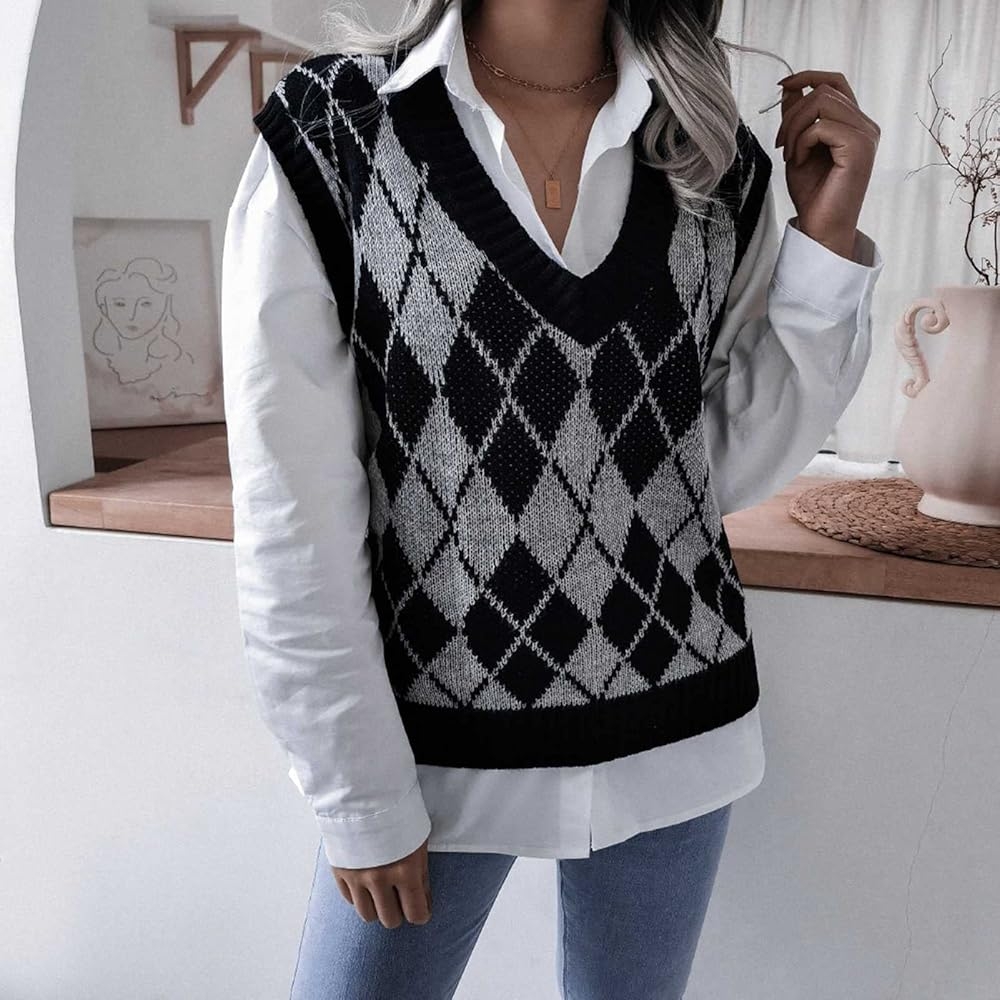 argyle pattern sweater women's