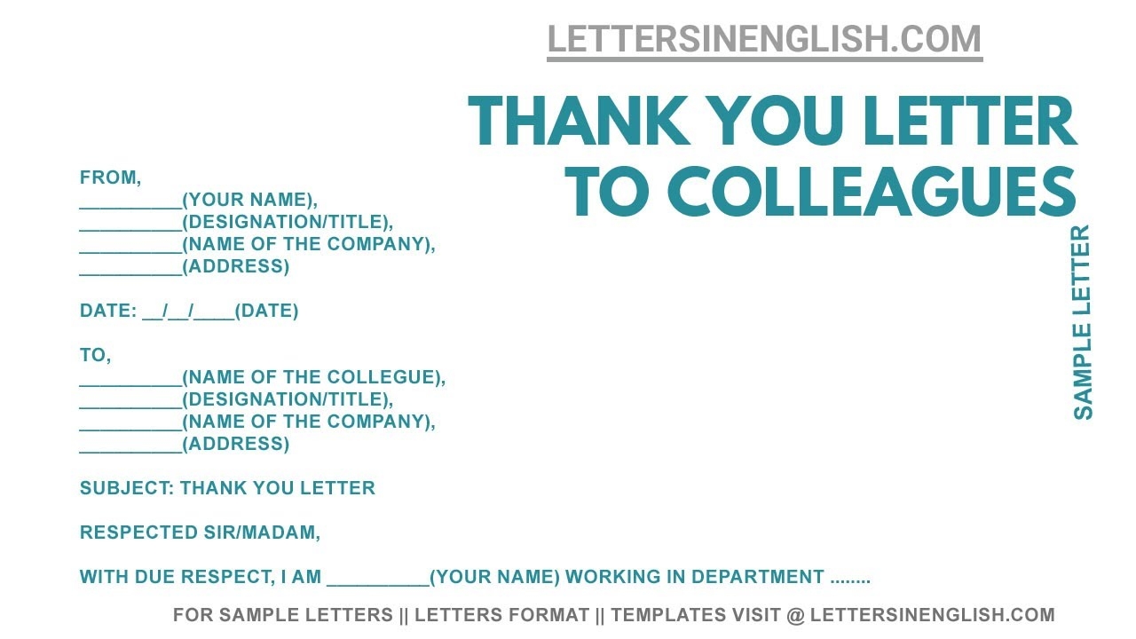 Thank You Letter To Colleague For Support Sample Thank You Letter YouTube