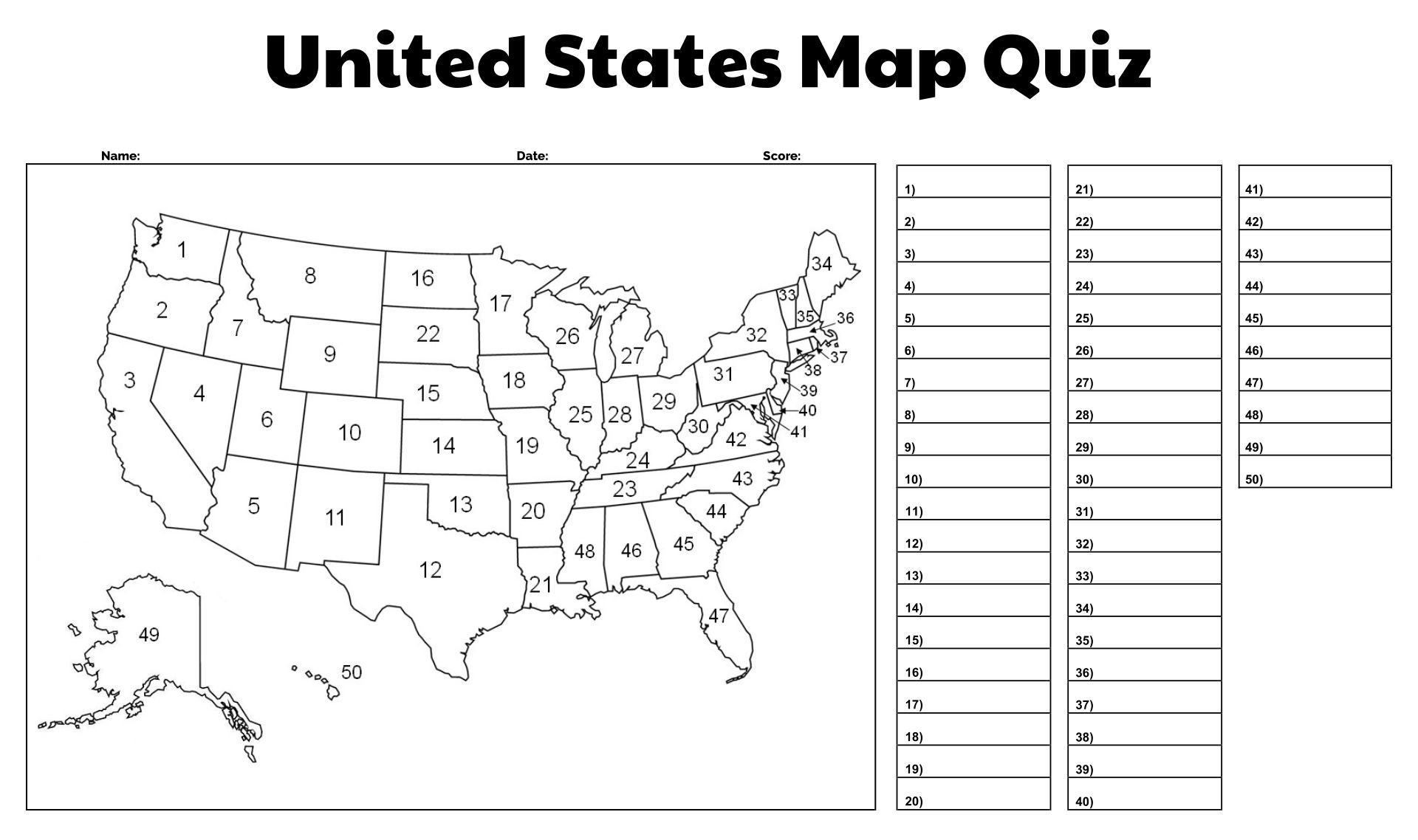 The U S 50 States Printables Seterra Worksheets Library