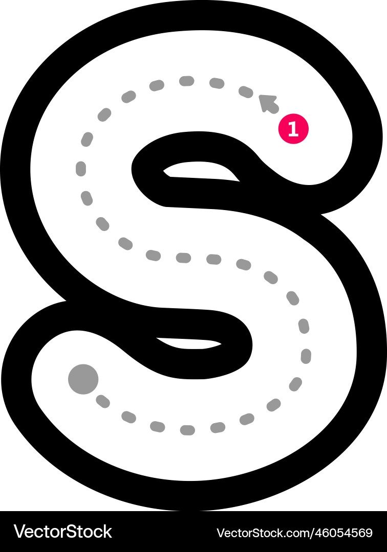 Tracing Alphabet Letter S Lowercase Prewriting Vector Image