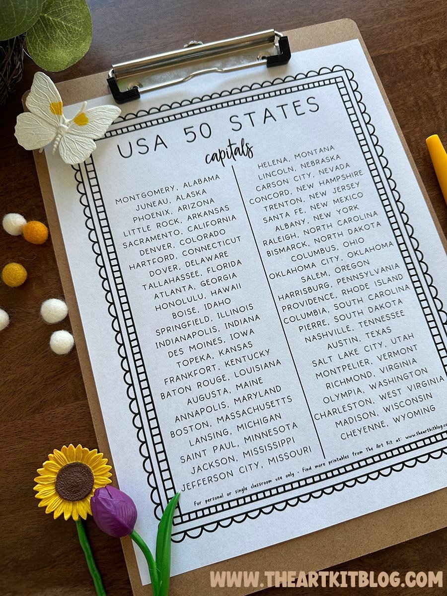Usa 50 States Capitals Alphabetical Order Printable The Art Kit 4 The Art Kit Usa 50 States Capitals Alphabetical Order Printable The Art Kit 4 The Art Kit