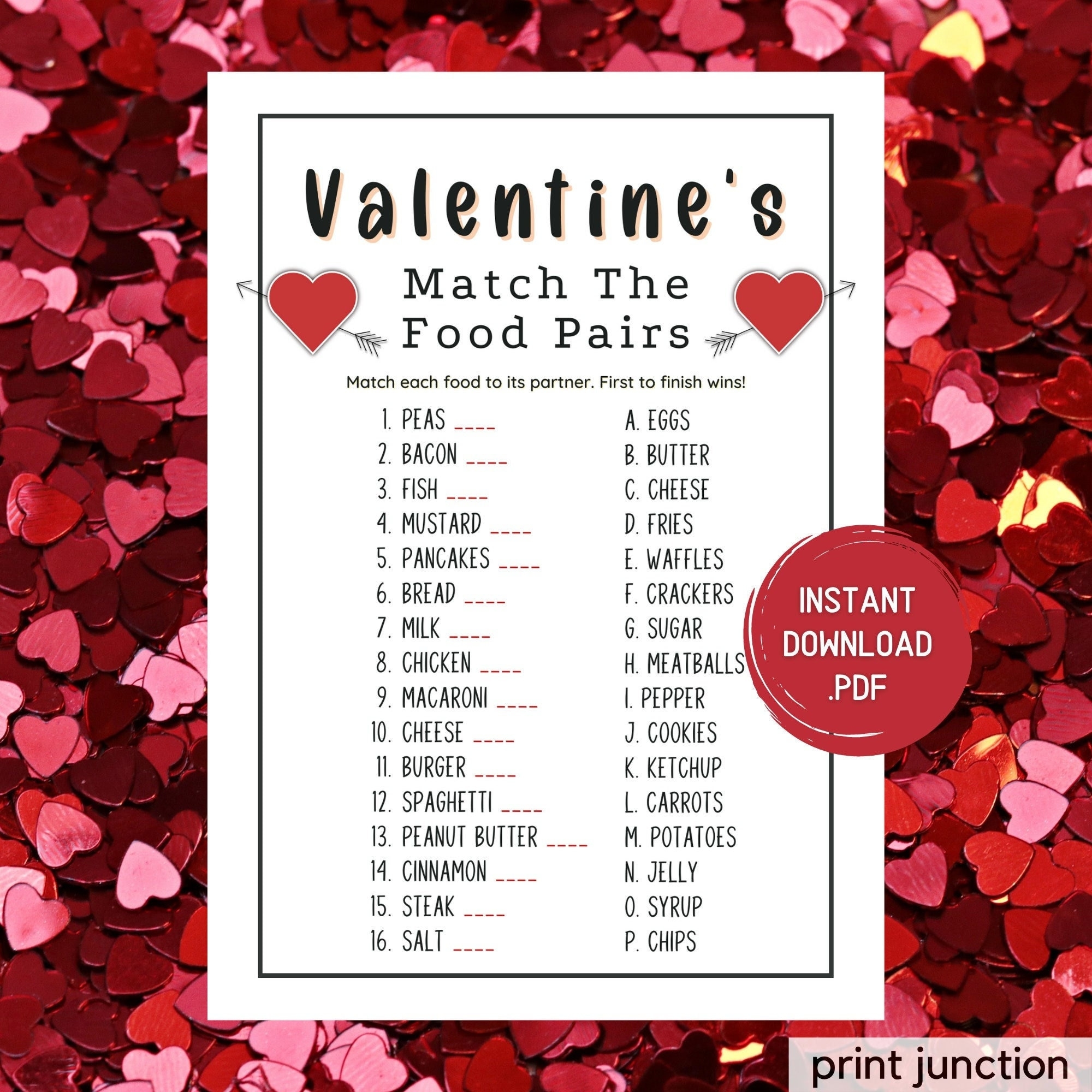 Valentine s Day Food Pairs Game Fun Matching Activity instant Download Etsy Valentine s Day Food Pairs Game Fun Matching Activity instant Download Etsy