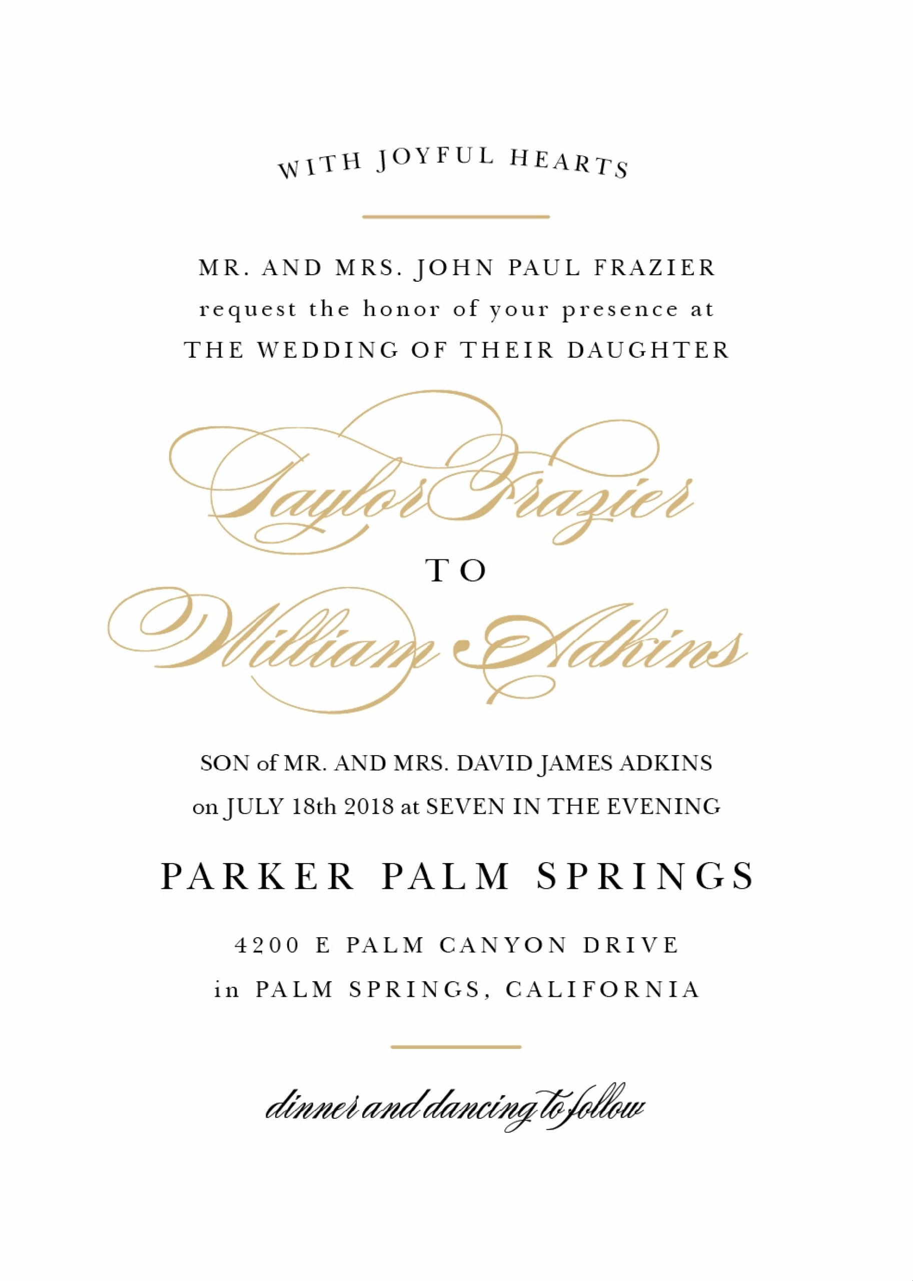 Wedding Invitation Wording Samples