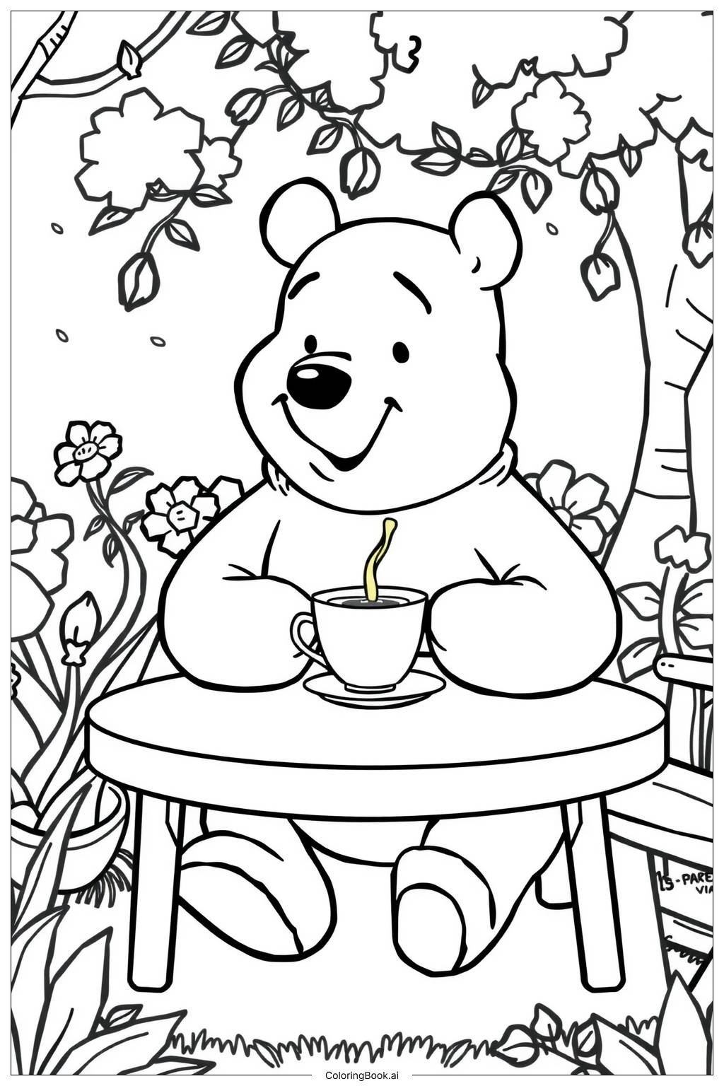 Winnie The Pooh Garden Party Coloring Page Free PDF PNG Printable Winnie The Pooh Garden Party Coloring Page Free PDF PNG Printable