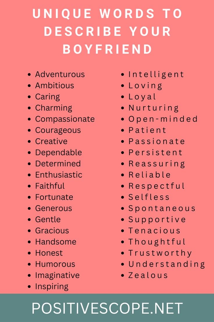 Words To Describe Your Boyfriend