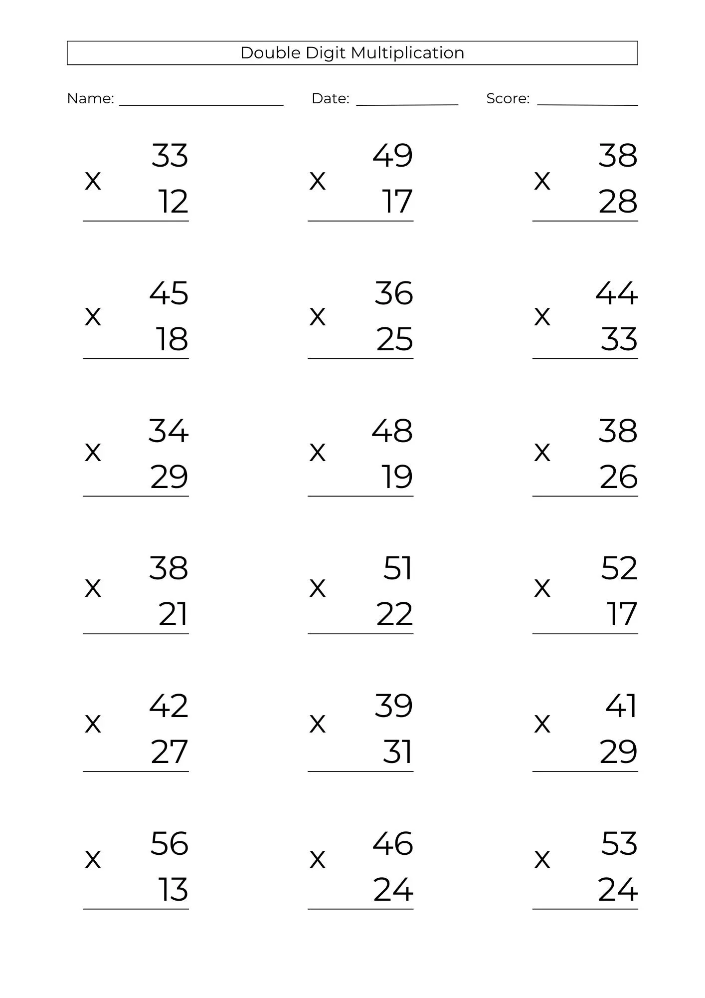 two digit multiplication worksheets two digit multiplication worksheets