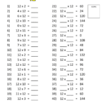 12 Times Tables Worksheets