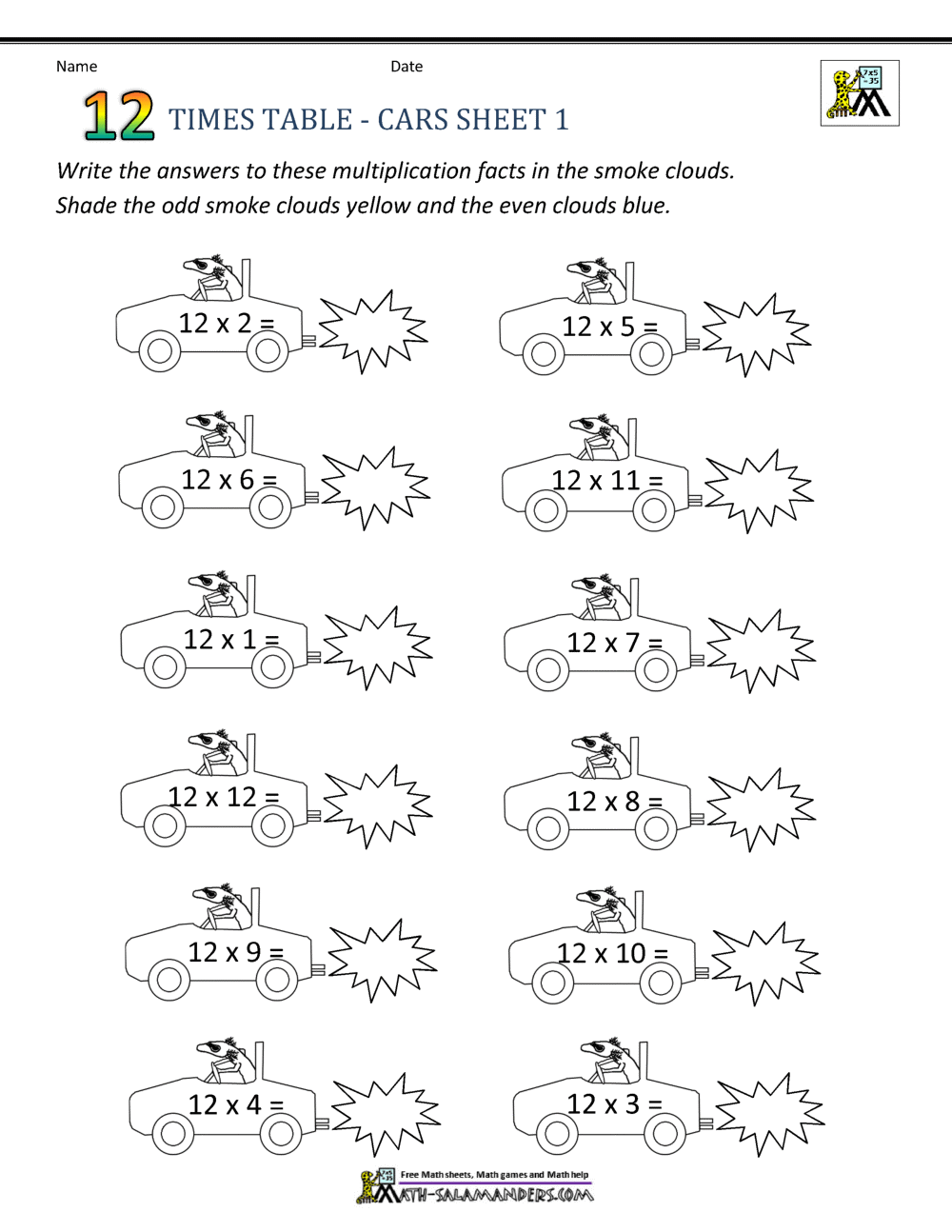 12 Times Tables Worksheets 12 Times Tables Worksheets