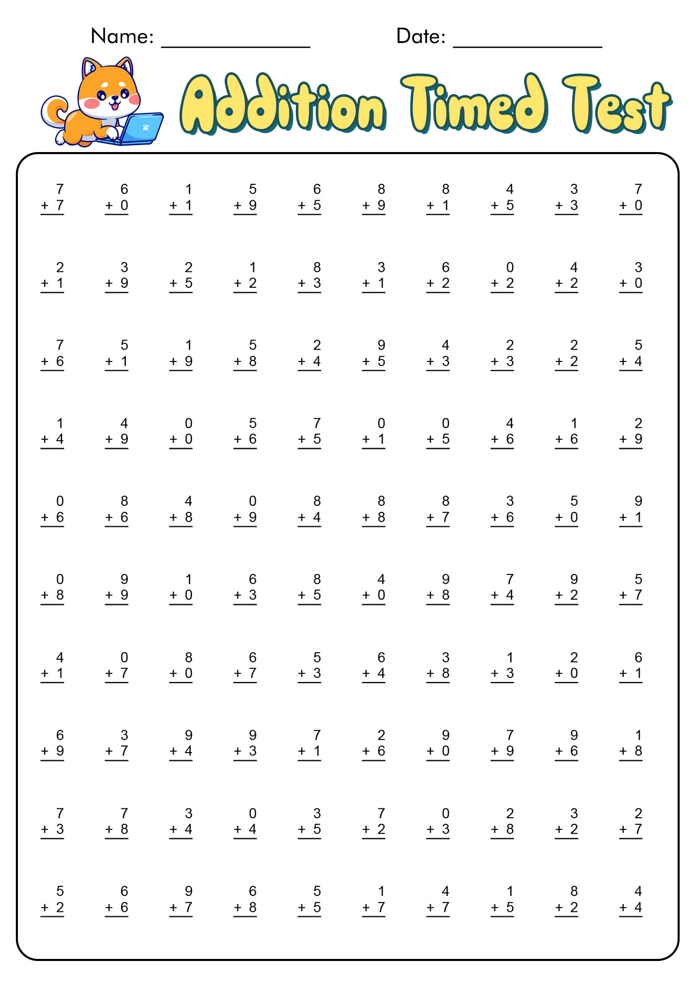 18 1 Minute Timed Addition Worksheets Free PDF At Worksheeto 18 1 Minute Timed Addition Worksheets Free PDF At Worksheeto