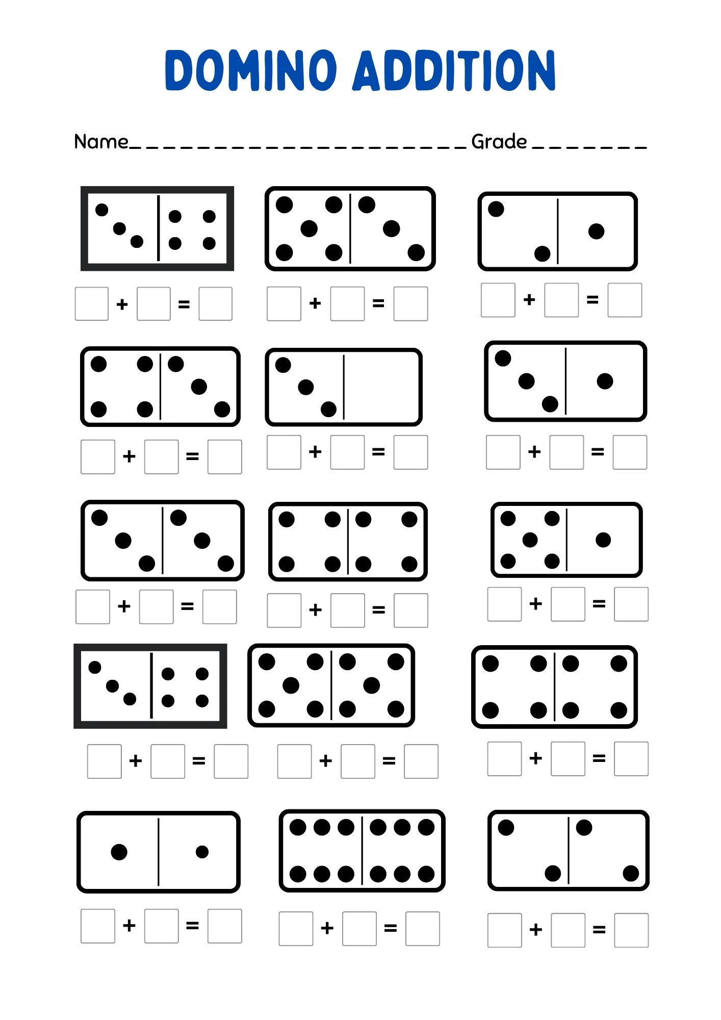 20 Printable Domino Addition Worksheets 1st Grade Kindergarten Math Number Sentences Activity Etsy Israel