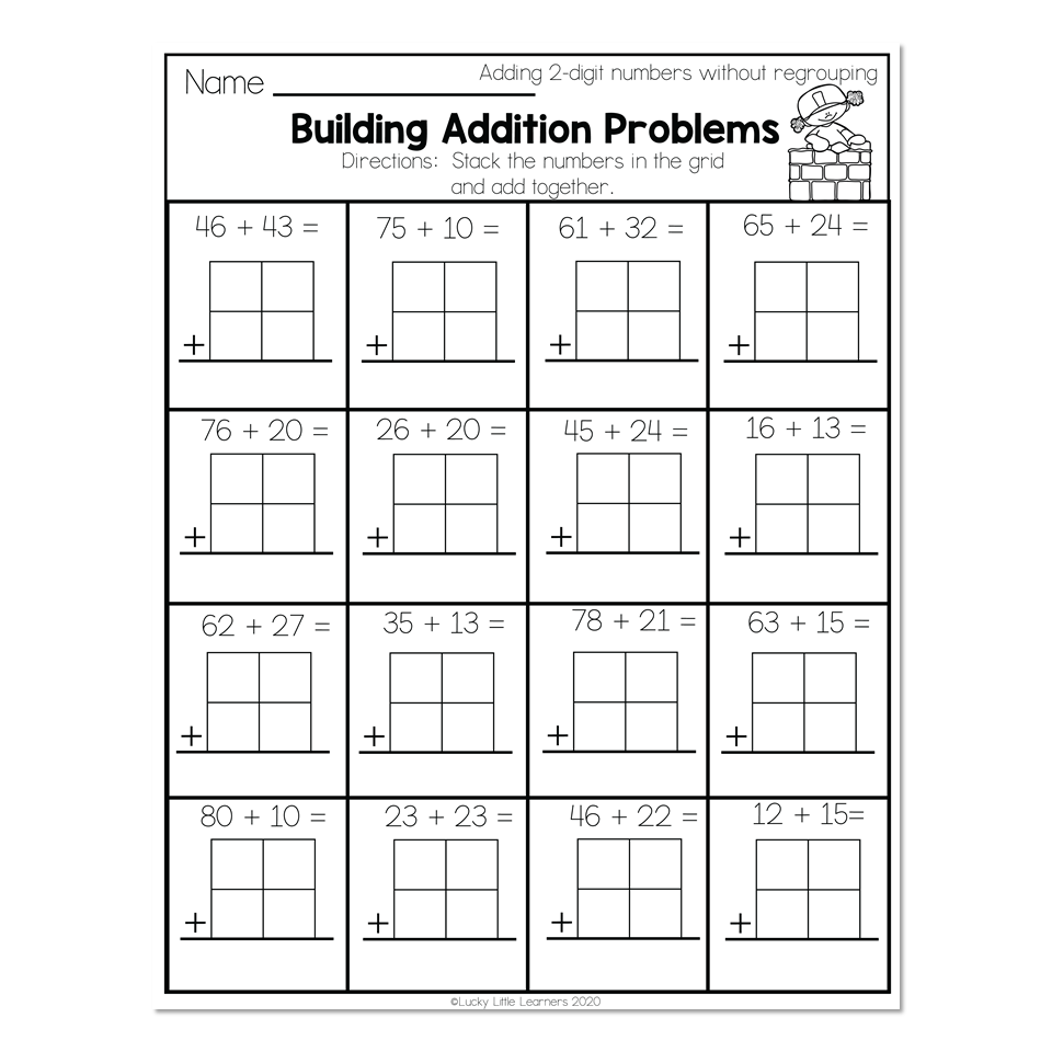 2nd Grade Math Worksheets 2 Digit Addition Without Regrouping Building Addition Problems Lucky Little Learners 2nd Grade Math Worksheets 2 Digit Addition Without Regrouping Building Addition Problems Lucky Little Learners
