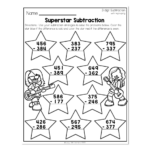 2nd Grade Math Worksheets 3 Digit Subtraction With Regrouping Superstar Subtraction Lucky Little Learners