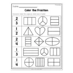 2nd Grade Math Worksheets Geometry Fractions Color The Fraction Lucky Little Learners