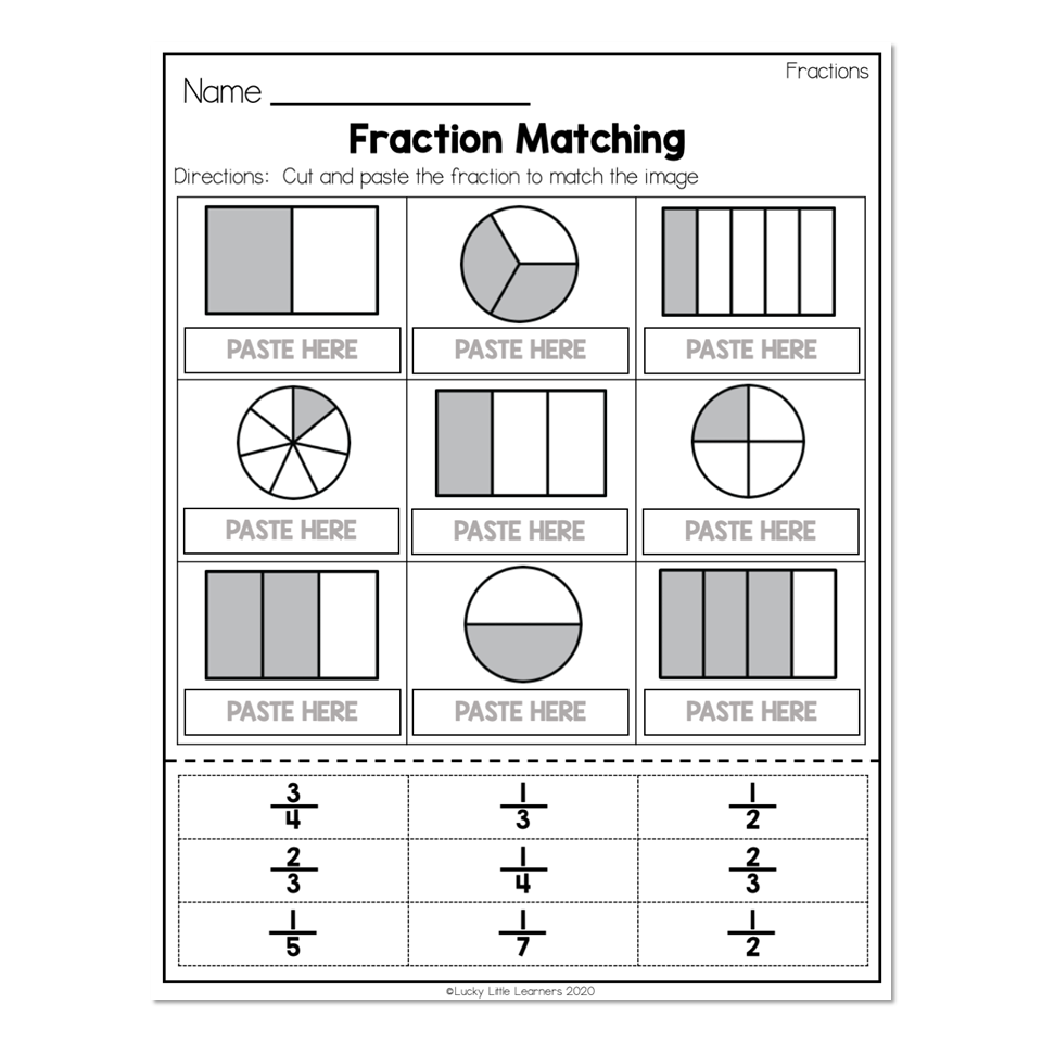 2nd Grade Math Worksheets Geometry Fractions Fraction Matching Lucky Little Learners 2nd Grade Math Worksheets Geometry Fractions Fraction Matching Lucky Little Learners