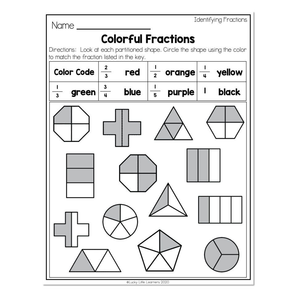 identifying fractions worksheets