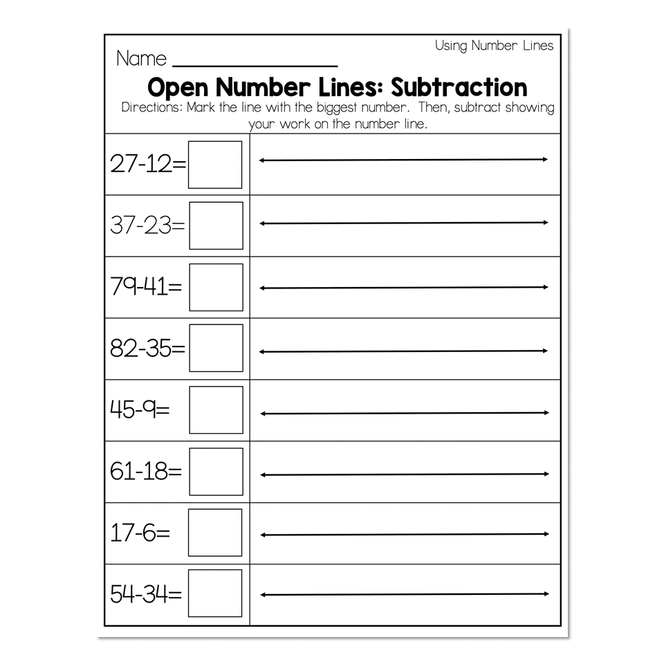 number line subtraction worksheets number line subtraction worksheets